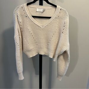 Elegant Cream V-Neck Sweater